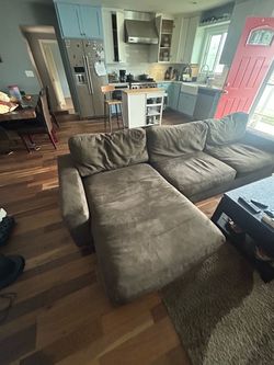 Large Brown Sectional Couch with Chaise