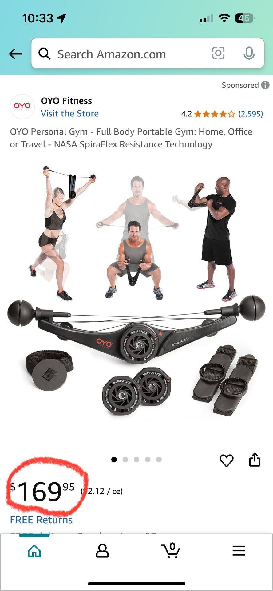 OYO Personal Gym Full Body, Portable Gym: Home, Office or Travel, Workout Sports Exercise - New