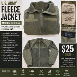 U.S. Army Gen III Polartec Fleece Jacket – Medium Regular – Made in USA