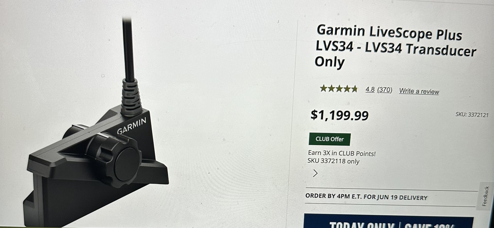 Garmin Livescope LVS34 Fish Finder