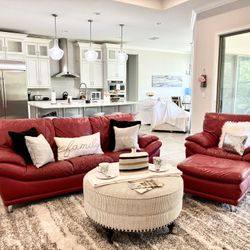 Hollywood Glam Leather Sofas Set 