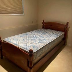 Twin Bed Frame + Mattress And Box Spring