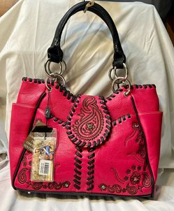 Montana West western Fuchsia Conceal Carry Leather Shoulder Purse NWT