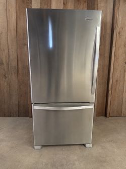 Whirlpool Bottom Freezer Refrigerator – Stainless Steel – $600