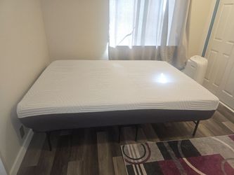 Queen Foam Mattress with Metal Bed Frame