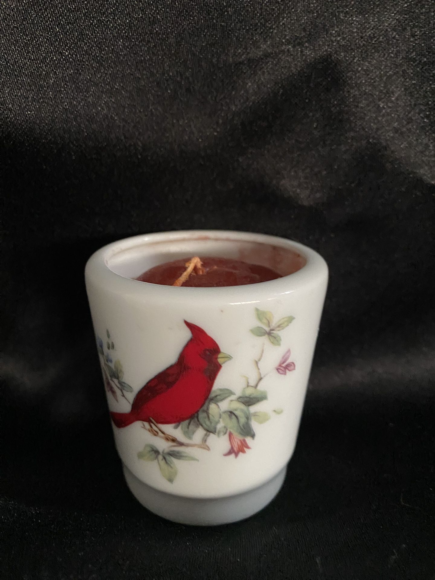 Cardinal Bird Votive Candle Holder Porcelain