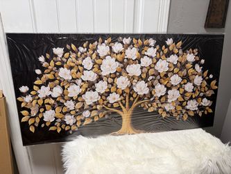Large Floral Tree Canvas Wall Art 20”x40”