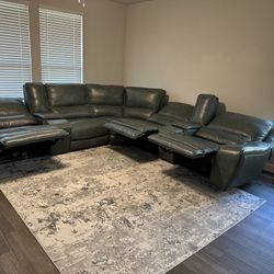 6-Piece Power Reclining Curved Sectional in Olive