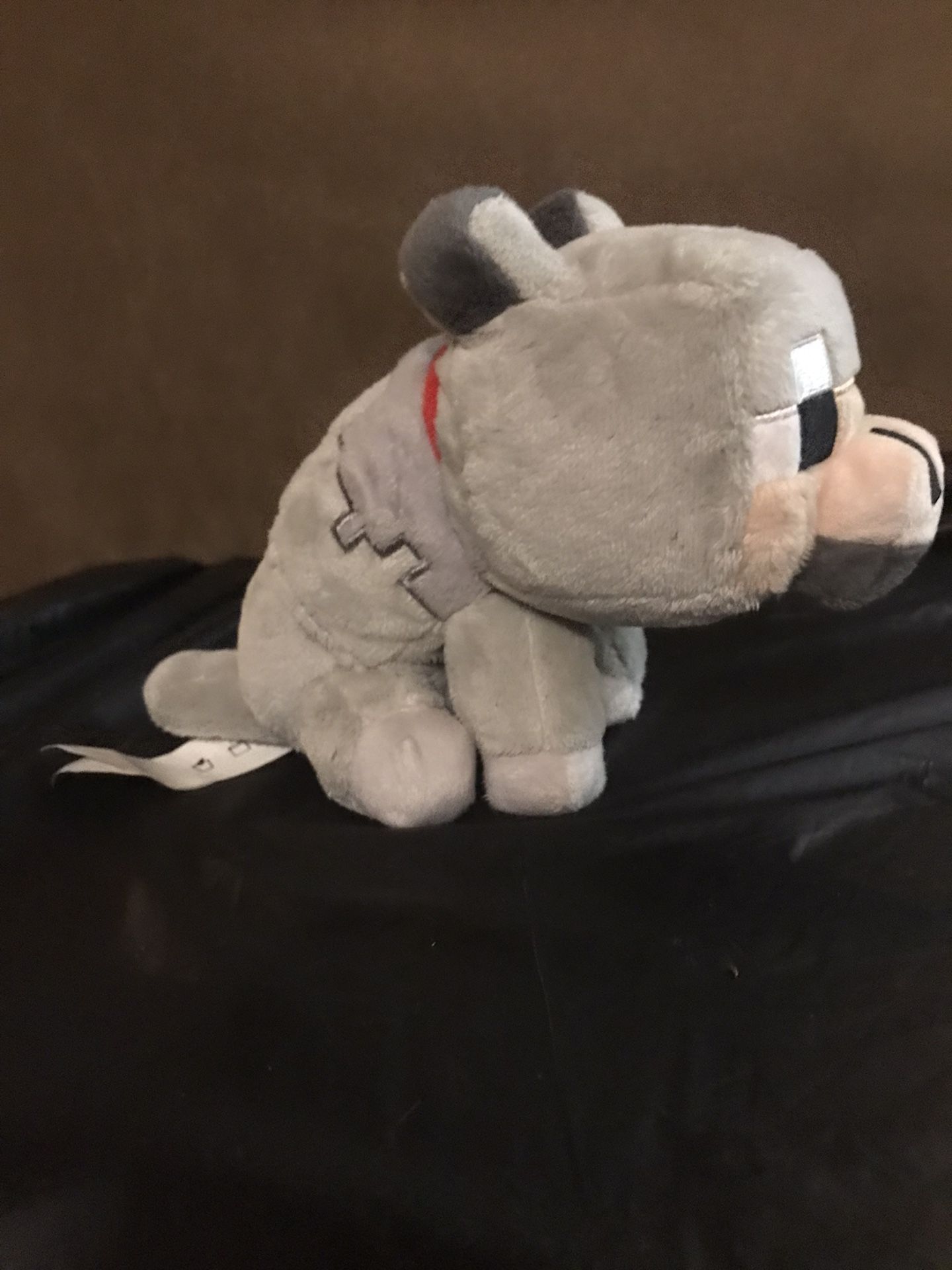 Mojang Jinx Minecraft Gray Baby Wolf Dog Beanie Plush Stuffed Toy Sitting 8”