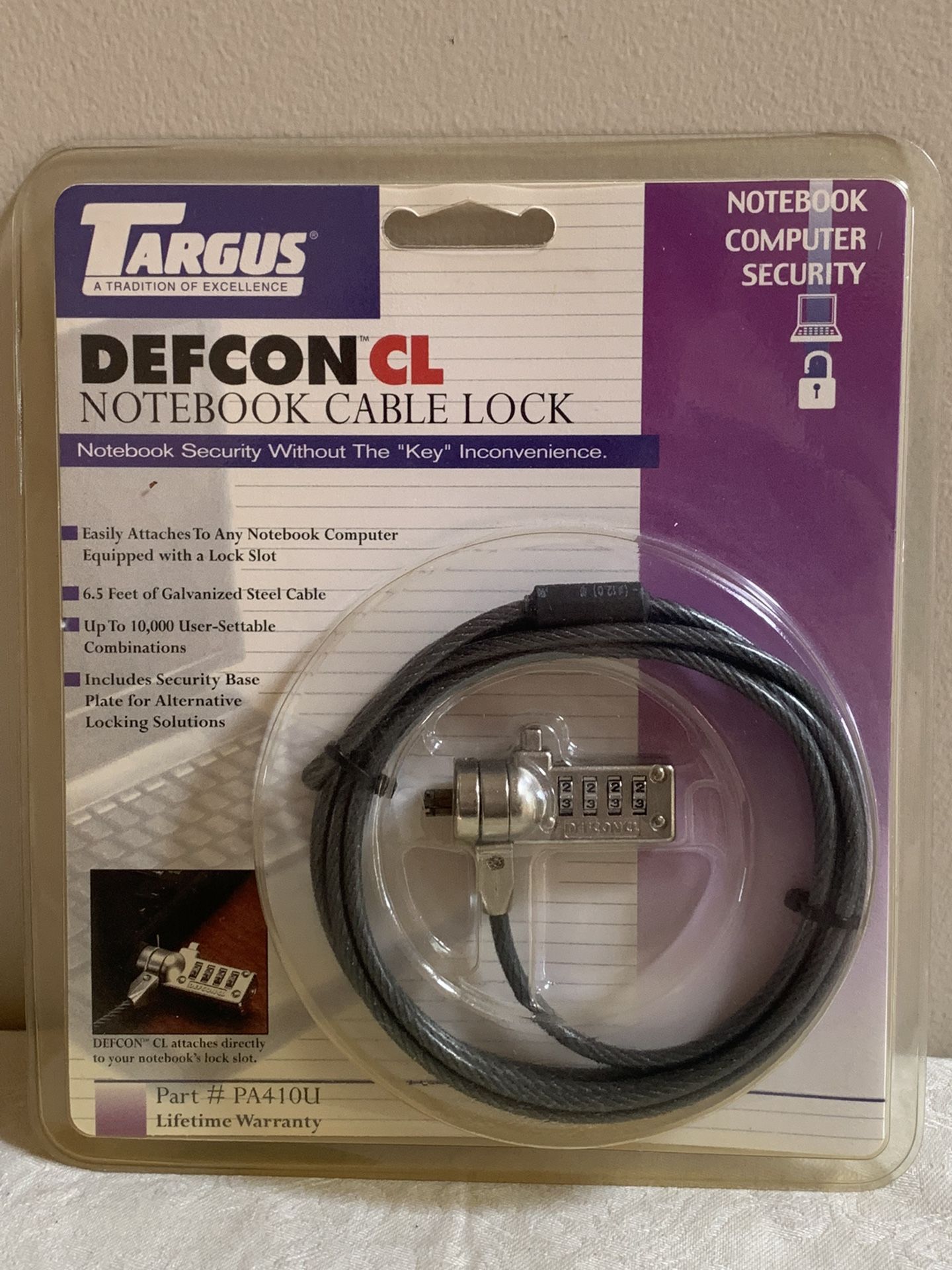 New Notebook Laptop Security Lock Defcon CL Combo Cable Lock