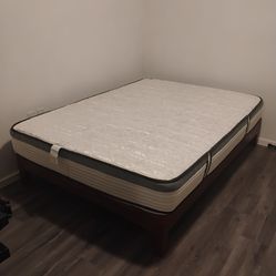 New full size comfy clean mattress with sturdy bedfram