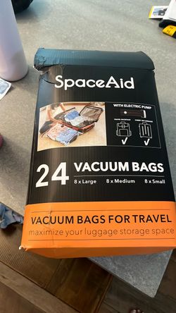SpaceAid 24-Pack Travel Vacuum Bags with Electric Pump