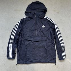 Adidas 3 Stripe Modern Windbreaker Jacket Navy Blue/White Size (L) Large