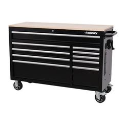Husky 52 in. W x 20 in. D Standard Duty Black Mobile Workbench Cabinet