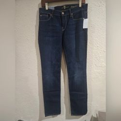 7 For All Mankind Classic Straight Leg Jeans, Blue, Size 30