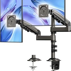 HUANUO 17-32 Inch Dual Monitor Stand, NITROGLIDE™ Dual Monitor Mount, Monitor Stand 2 Monitors, Ergonomic Adjustable Tilt/Swivel/Rotate, Weight Max 19
