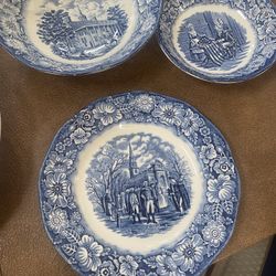 Antique Staffordshire Liberty Blue China Pieces