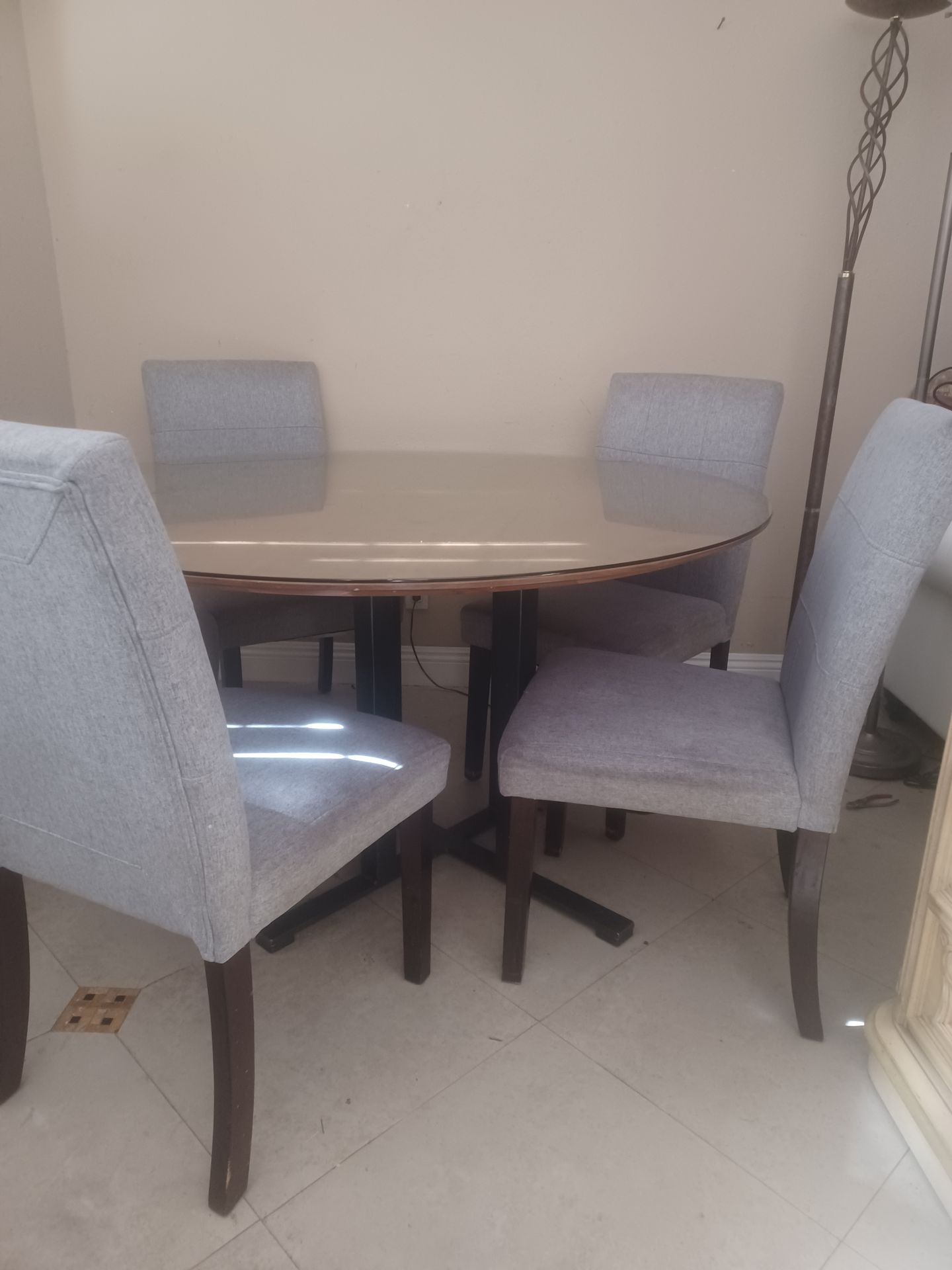 Round Glass Dining Table Set With 4 Sturdy chairs