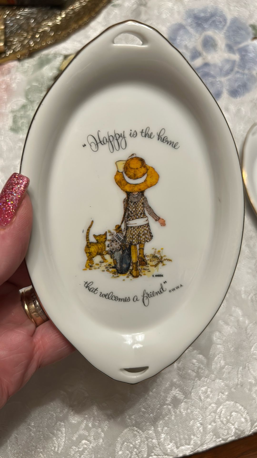 Vintage Holly Hobbie Trinket Dishes 1970’s- Set Of 3