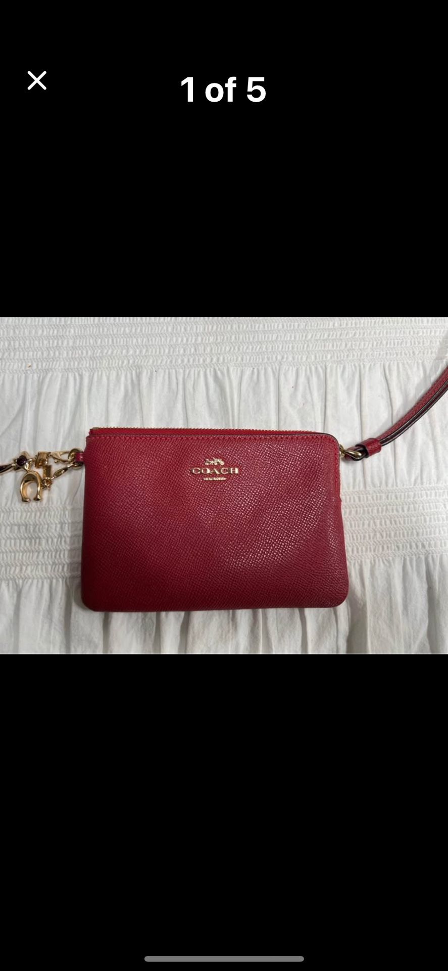 Authentic Red Coach wristlet with charms!