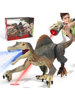 🔥Brand new🔥 Jurassic Dinosaur Toy, Spray Mist, LED Light, Realistic Roars, Rechargeable, RC Dinosaur Robot Toys, Gift for Boys Kids 3-5