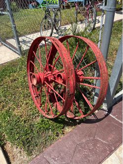 Old Steel wagon wheels $75 both
