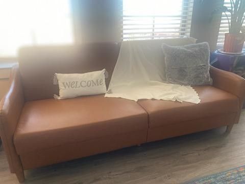 Brown leather Couch/Futon