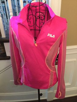 NEW FILA Womens Hot Pink Athletic Half Zip Jacket - Size Small