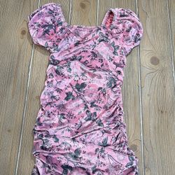 NWOT Girls Flowers By Zoe Ruched Pink Floral Velvet Dress Size 4T