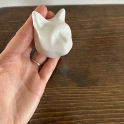 White Ceramic Cat Figurine Cabinet Knob