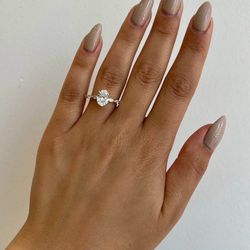 Engagement Ring - 2 Carat E Color VVS2 Clarity IGI Certified Lab Grown Oval Cut Diamond Hidden Halo