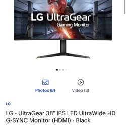 LG 38” Ultrawide Gaming Monitor 38GL950G-B 144hz IPS