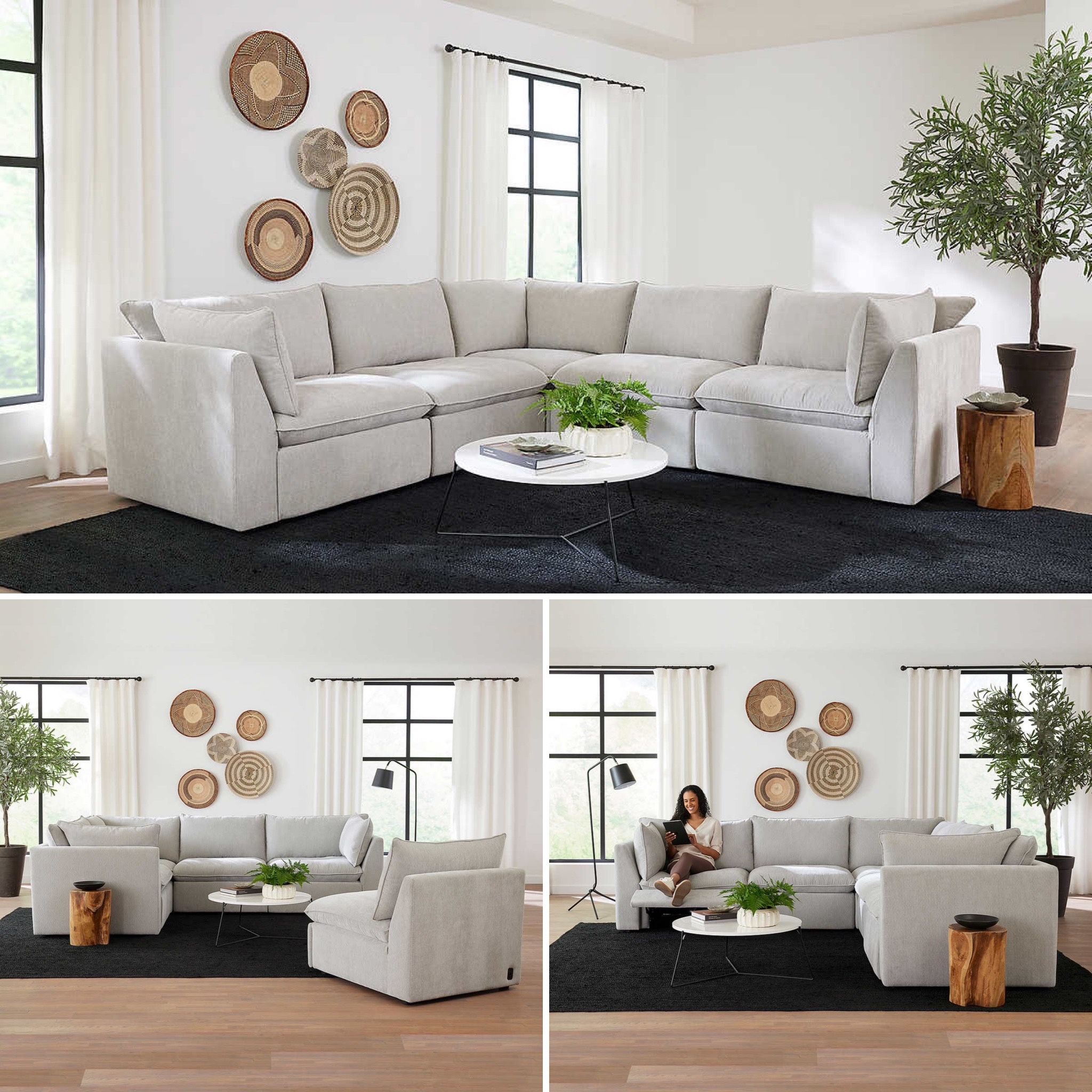 WAREHOUSE CLEARANCE Harwood 5piece Fabric Modular Sectional Sofa