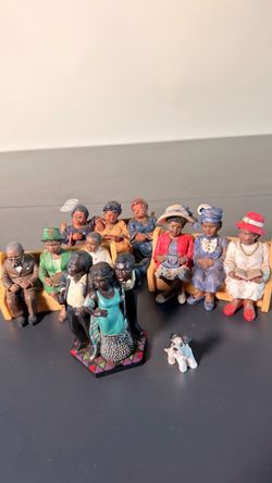 Vintage African American Family & Church Figurine Collection – 5 Piece Set