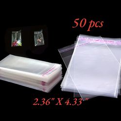 50 pcs, Self-adhesive Packaging Bags
2.36x4.33 inch, 
Used for jewelry, craft supplies, snacks, beads, packaging, small shops, Self-adhesive Small It