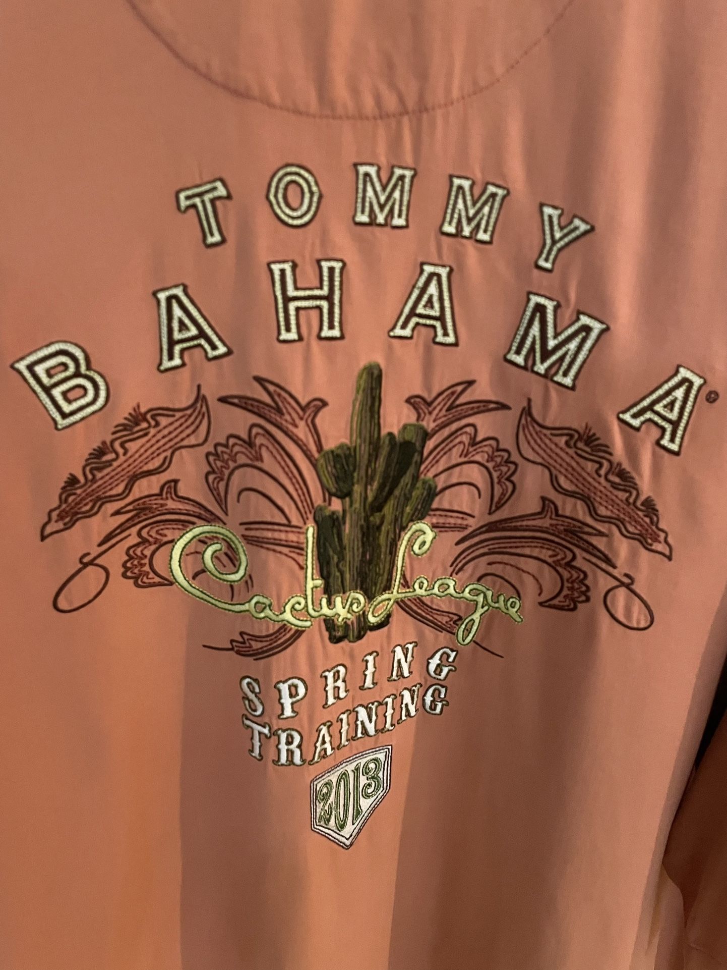 Tommy Bahama Shirt Mens 2XL Cactus League Spring Training 2013 Embroidered Silk