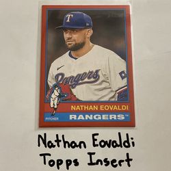 Nathan Eovaldi Texas Rangers Pitcher Topps Short Print Insert Card. 