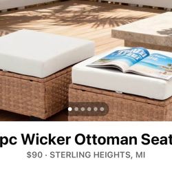 Wicker Ottoman Seats 2pc