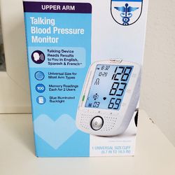 BRAND NEW, NEVER OPEN TALKING BLOOD PRESSURE MONITOR