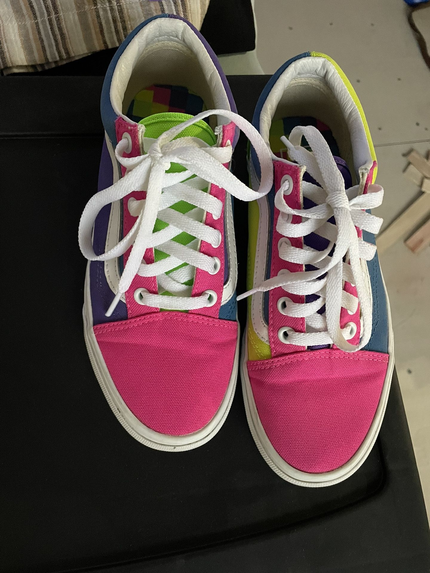 Vans Neon Color Block Sneakers 