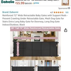 Retractable Safety Gate 72 Inch- New 