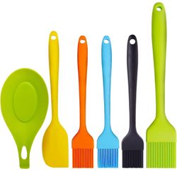 Silicone Brush Basting Brushes Heat Resistant BPA Free Pastry Brushes with Spatula for Barbeque BBQ Grill and Kitchen Baking Oil Brushes Set Soft Bris