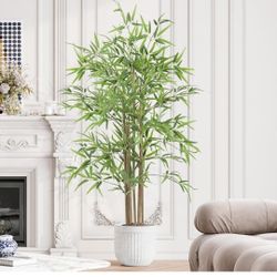 YOLEO Artificial Bamboo Tree 5FT Tall Faux Silk Plant for Home Office Indoor Outdoor Decor Fake Bamboo Tree with Lifelike Leaves