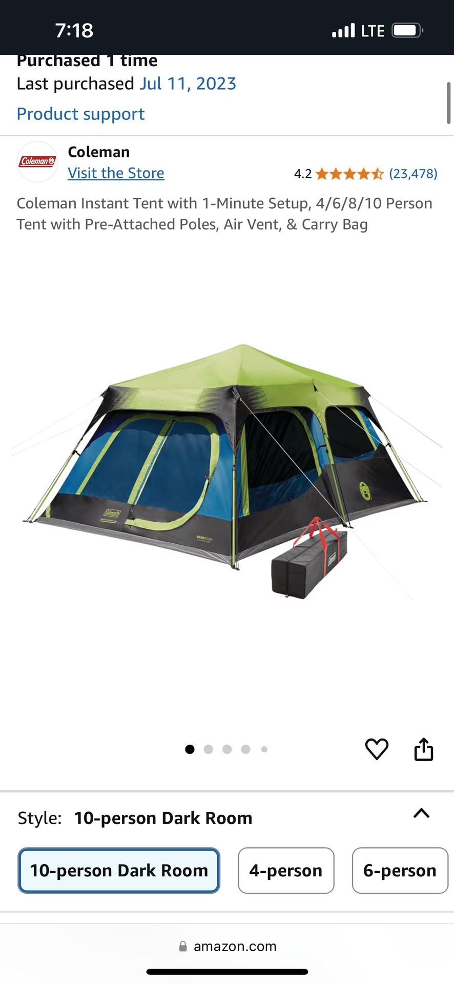 Coleman 10-Person Instant Cabin Tent – Used ONCE, Stored Indoors!