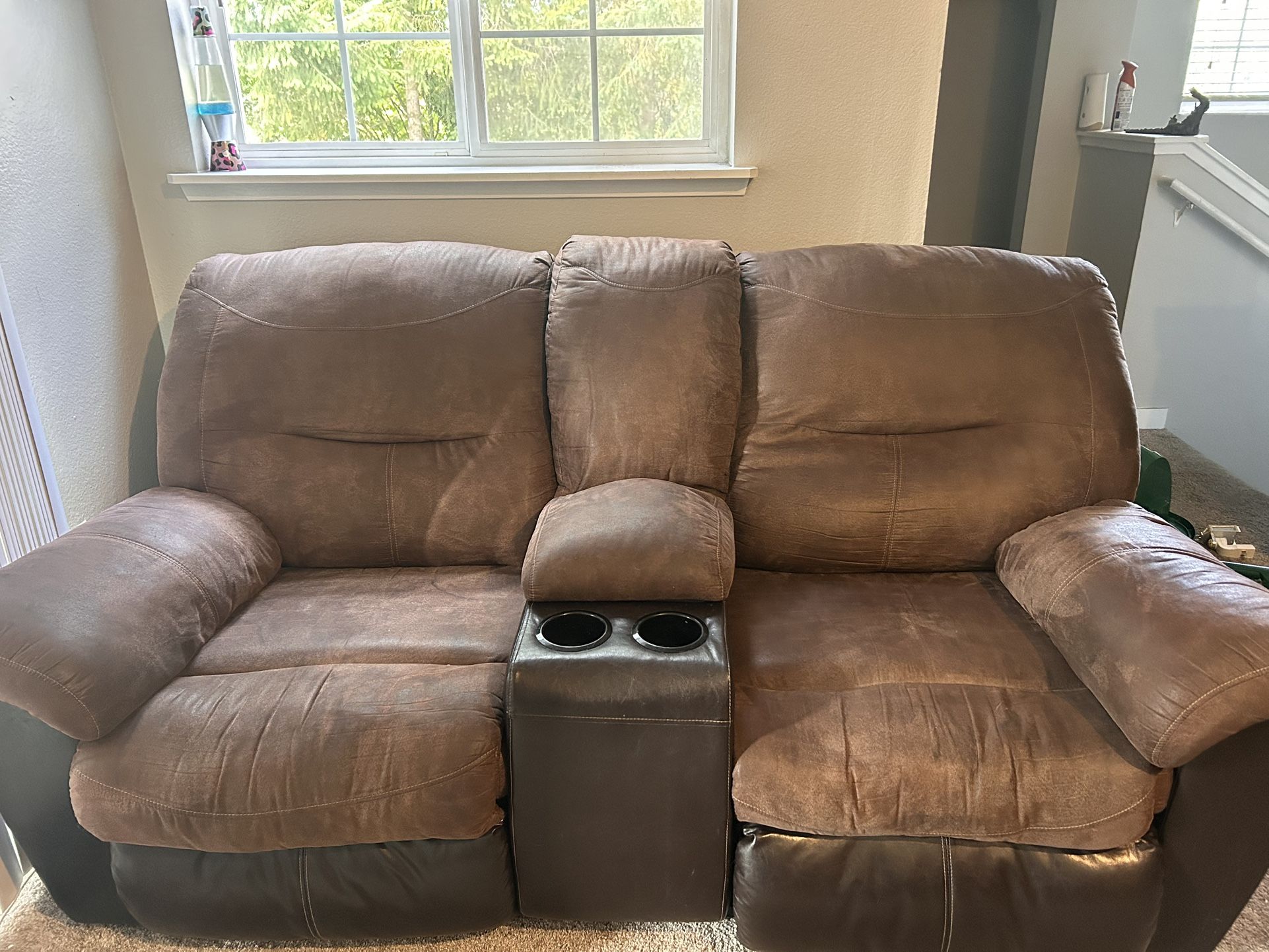 Double Recliner With Cup holders And Storage Space