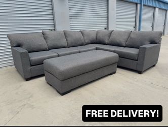 FREE DELIVERY || Living Spaces 2Pc Sectional Couch w/Ottoman