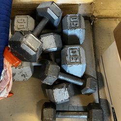 Hex Dumbbell Set (10, 20, 50 lb Pairs) – Home Gym