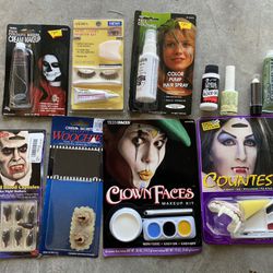 Halloween Decoration Lot Makeup, Mask, Hats, More
