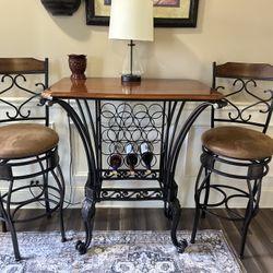 Wine Rack Table And Barstools 