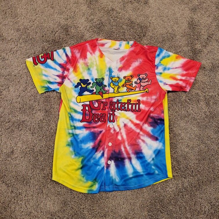 St. Louis Cardinals Grateful Dead Bears Tie Dyed Baseball Jersey Adult Small 